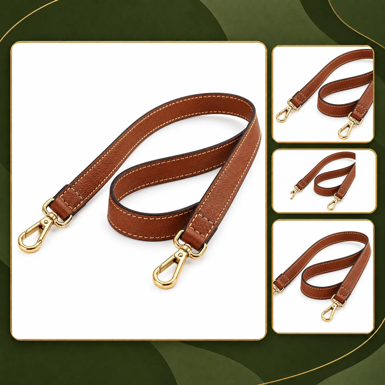 Adjustable Leather Crossbody Bag Strap with Connector Tabs and Metal Clasps for Dumpling Purse Classic Color Selection Modern Se