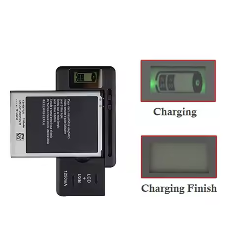 32-50/66mm Mobile Battery Charger LCD Indicator Screen With USB Output For Cell Phone Battery Charging US UK EU Plug(No Battery)