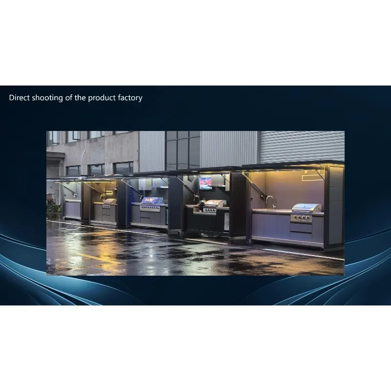Customized Modular Weatherproof Enclosed Outdoor Shelter Pavilion With Built-in Barbecue Sink Complete Outdoor Kitchen