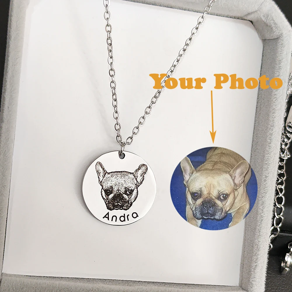 القلائد للنساء الرجال الحيوانات الأليفة القط الكلب صورة صورة هدايا شخصية مخصصة الفولاذ المقاوم للصدأ قلادة القلائد مجوهرات #3