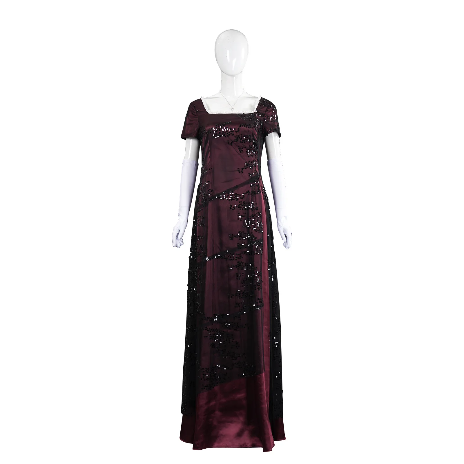 Movie Titanic Rose Cosplay Costume Gothic Women DeWitt Bukater Wine Red Long Evening Dress Halloween Party Carnival Suits