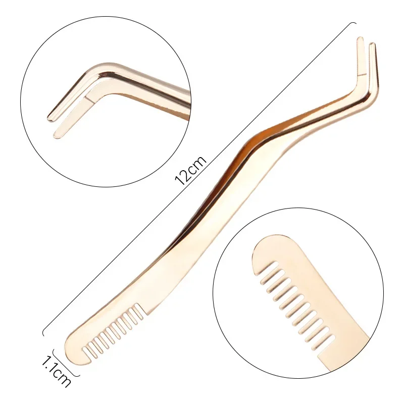 1 Pc Eyelash Comb Tweezers Stainless Steel Anti-Static Non-Magnetic Professional Volume 3D Lashes Extension Tweezers Tools