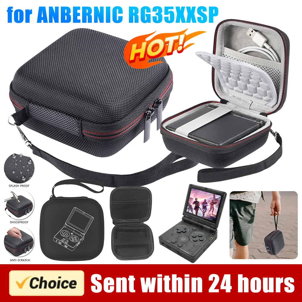 EVA Hard Carrying Case Bag Shockproof Travel Protective Case with Hand Rope for ANBERNIC RG35XXSP Handheld Game Console