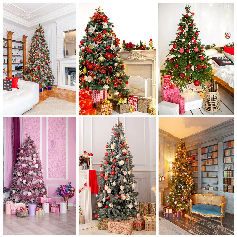 

SHENGYONGBAO Christmas Photography Backgrounds Tree Gift Children Photo Backdrop For Studio Photocall Props YDH-03