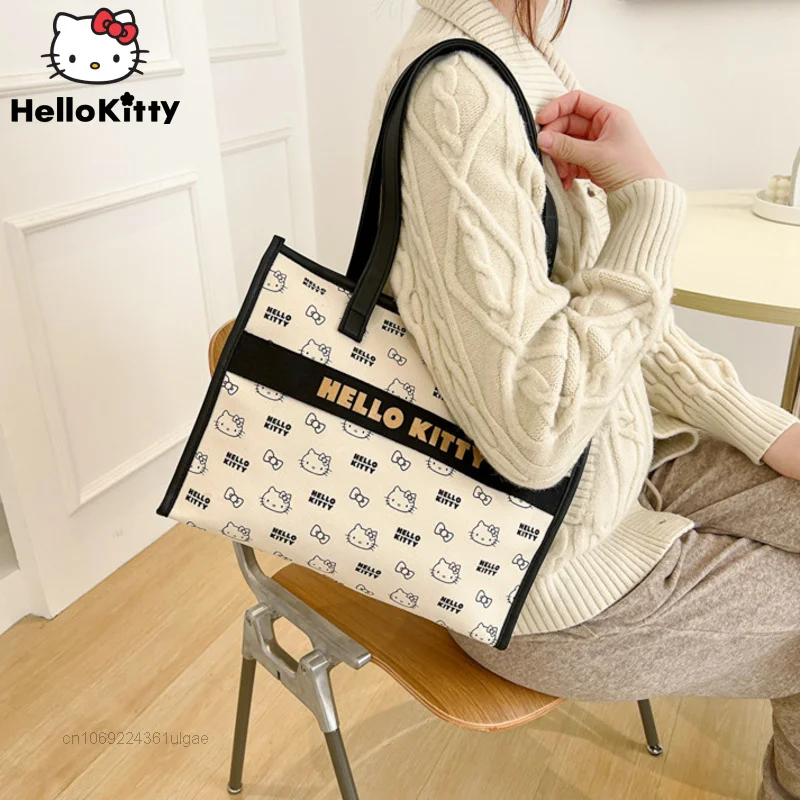 Sanrio Hello Kitty New Tote Bags Women Luxury Design Handbags Large Capacity Shoulder Bag Y2k Female Casual Portable Handbag