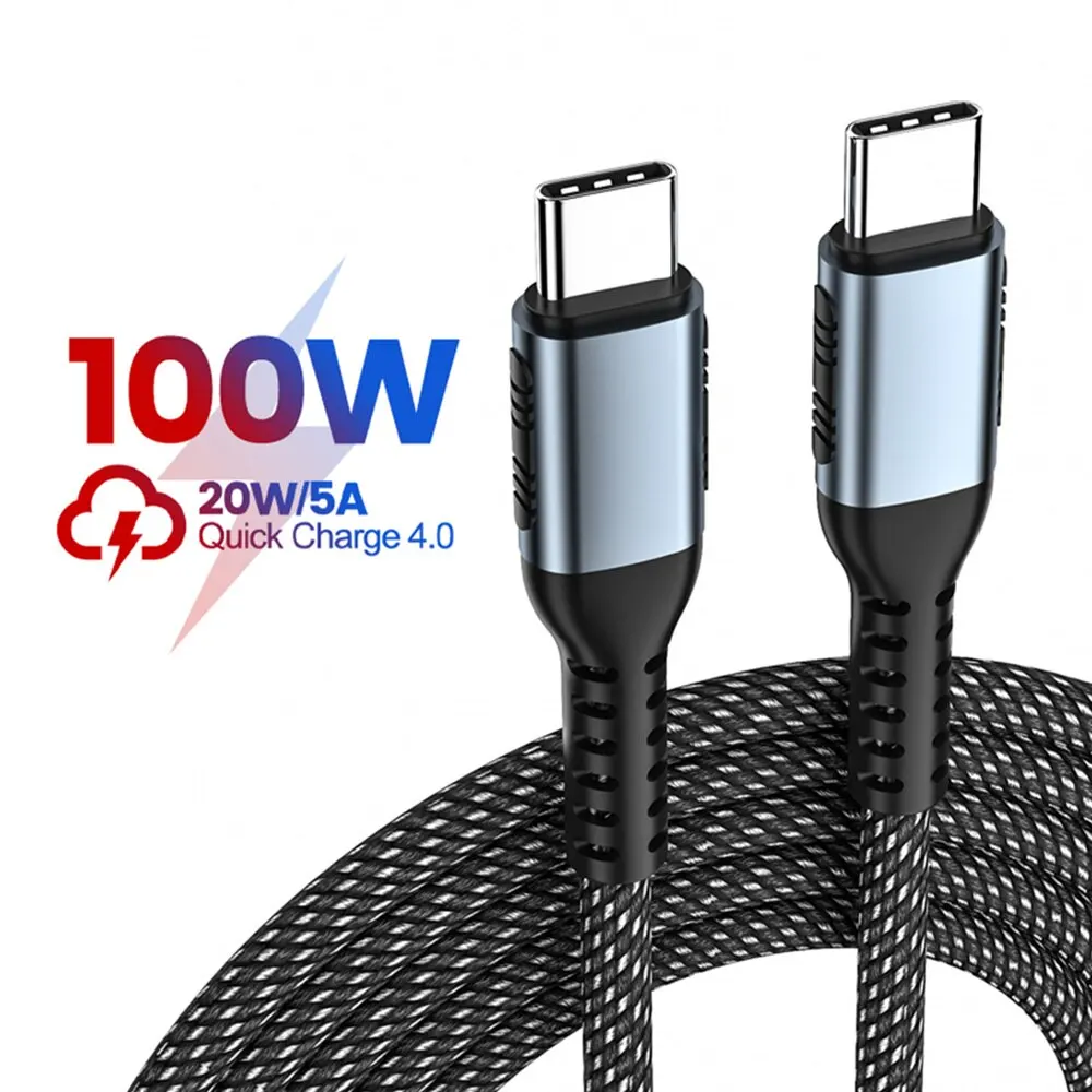 100W Type-C To Type C Cable USBC PD Fast Charging Charger Cord USB-C 5A TypeC Cable 2M For Macbook Samsung Xiaomi POCO