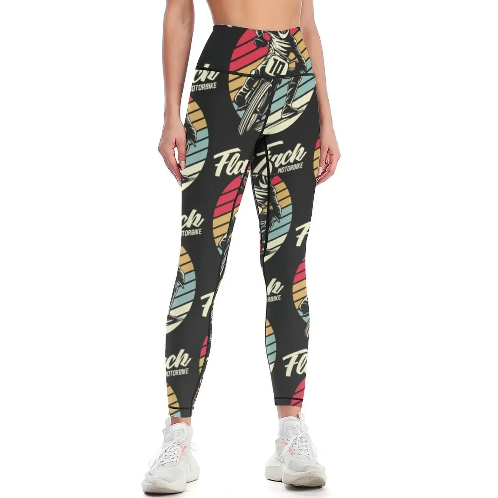 

Flat track - motorcycle, bike quote Leggings gym's sportswear sports for gym Pants sport sports for push up Womens Leggings