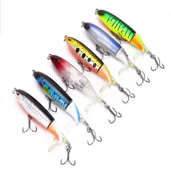 Señuelo de pesca Popper de agua superior, cebo duro Artificial, ojos 3D, Wobblers de cola giratoria suave, aparejos de pesca, 9cm, 13g