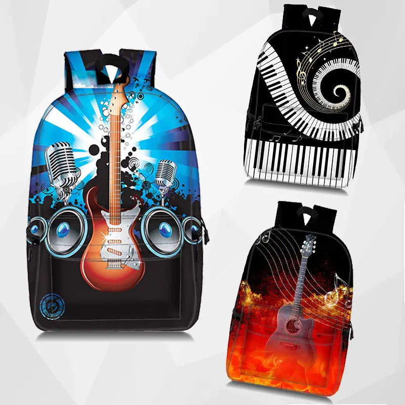 

Fashion Music Notes Print Backpack Piano Women Rucksack Musical Instruments Men Laptop Bag Teenager Children School Bags Bookbag