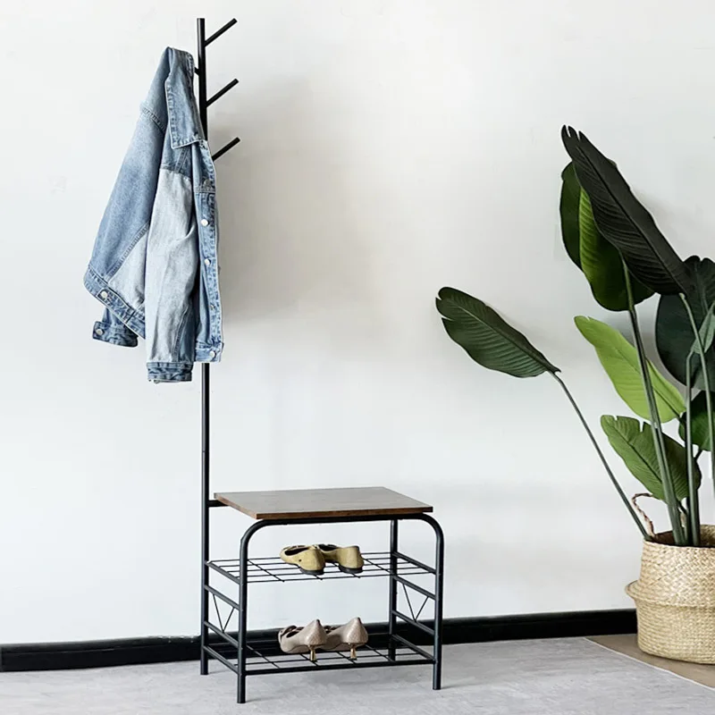 Coat rack, shoe rack, integrated indoor hanger, floor-to-ceiling household shoe change stool, belt rack
