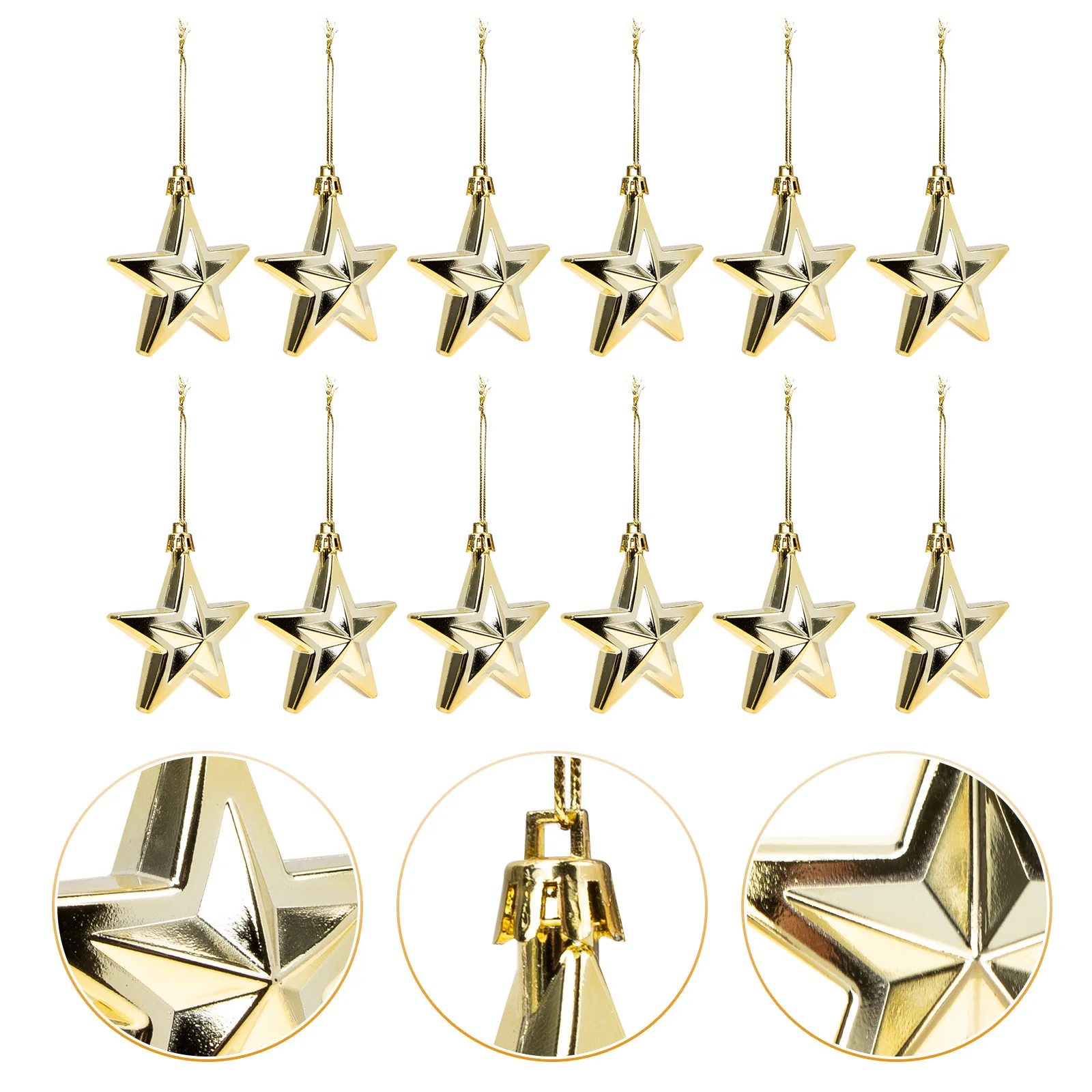 

12pcs 3D Star Pendants Xmas Hanging Ornament For Christmas Decor Party Scene Layout Fine Craftsmanship Home