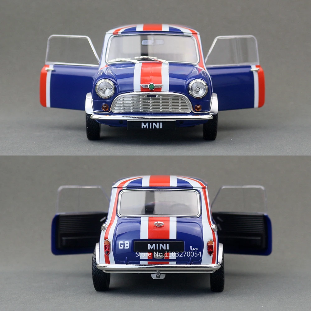 1:18 MINI Cooper Off Road Racing Car No. 177 Alloy Model Toys Diecast Car Doors Opened Rubber Tire Vehices Collectible Ornaments