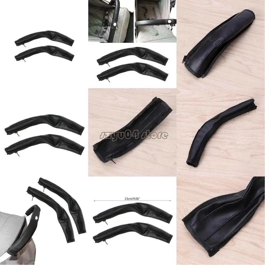 

4X7D Baby Pushchair Pram Stroller Grip Handle Artificial PU Leather Sleeve for Case C