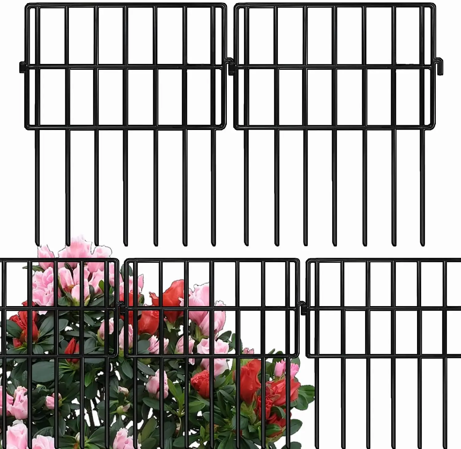 Clôture de jardin en métal antirouille, barrière animale sans creuser pour chien, parterre de fleurs arquée, bordure de jardin, décoration extérieure pour cour, 10 pièces