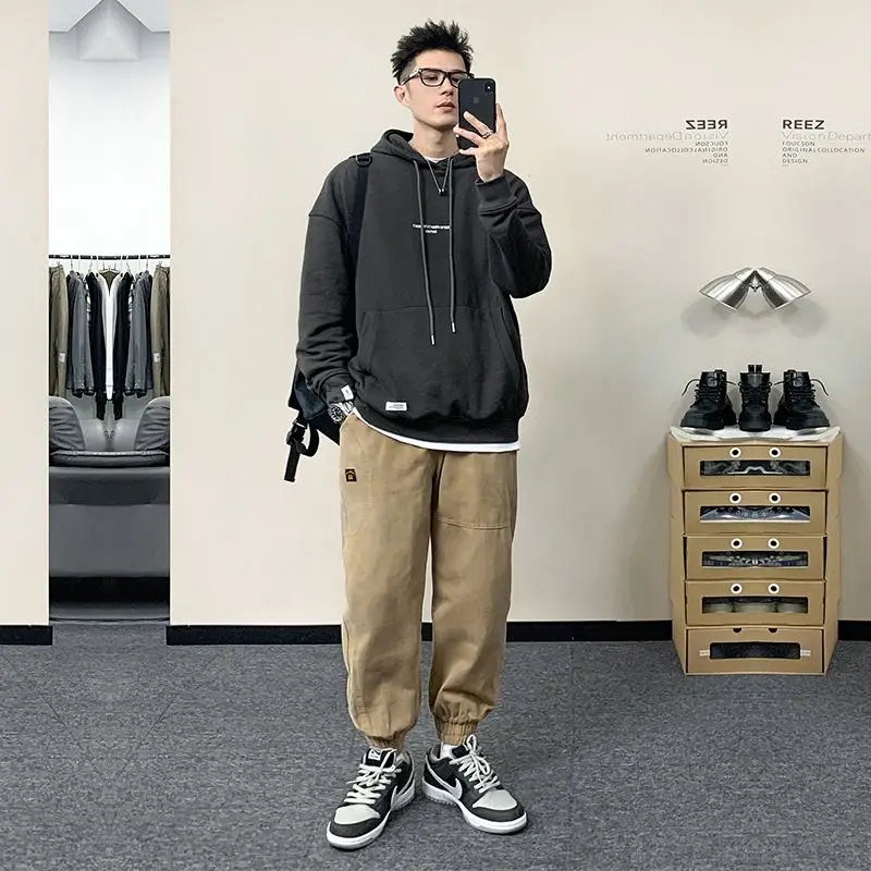 

Мужские толстовки больших размеров, свободные хлопковые толстовки, новинка и уличная одежда, простые высококачественные забавные толстовки для мужчин