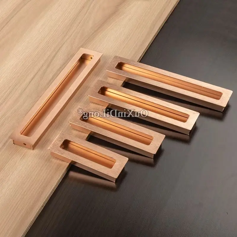Brand New 10PCS Recessed Cabinet Door Handles Hidden Cupboard Wardrobe Drawer Cabinet Pulls Handles and Knobs Black/Rose Gold