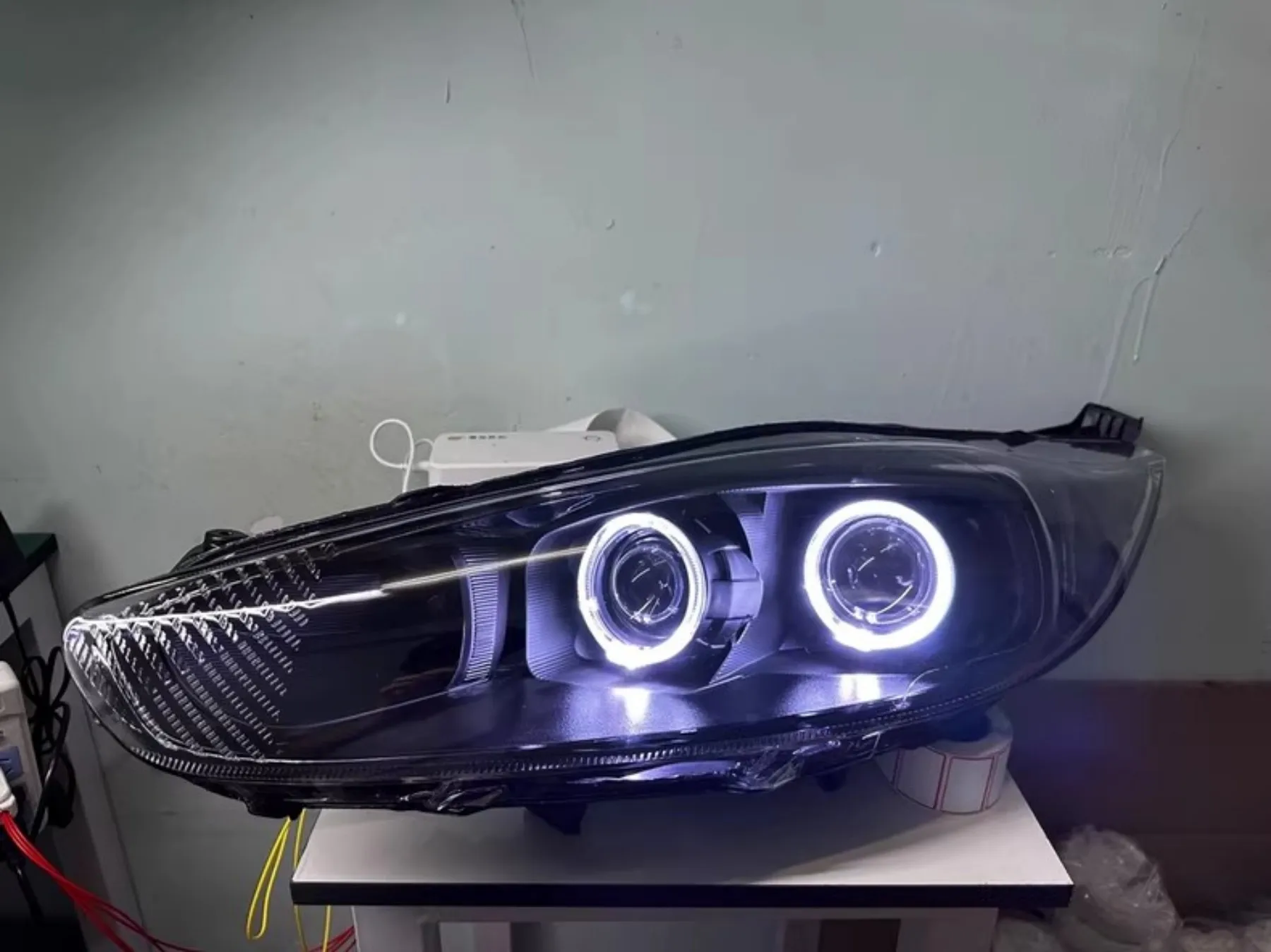 

Car LED headlight Handmade customized for Ford fiesta Modified Angel Eyes daytime running lamp DRL Turn signal auto accessories