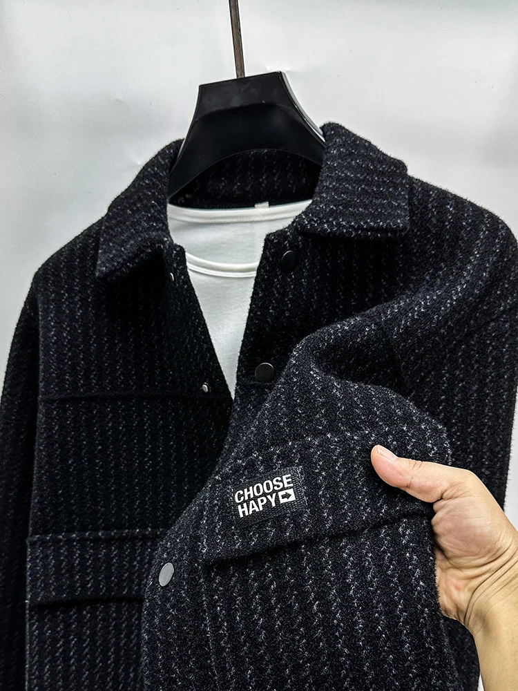 

Trendy High-End Woolen Knitted Jaet Men's Winter ort Collar Stand-Up Cardigan Faionable Urban Sle Thiened Knitwear