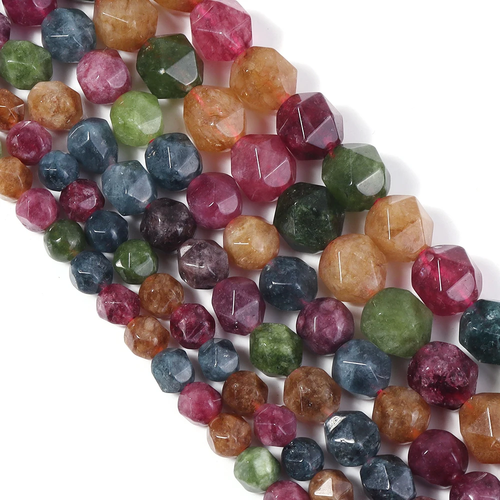 1 strang/lot Facettierte Naturstein Perlen Turmalin Diamant Perlen Halbedelstein Für DIY Schmuck Machen Zubehör