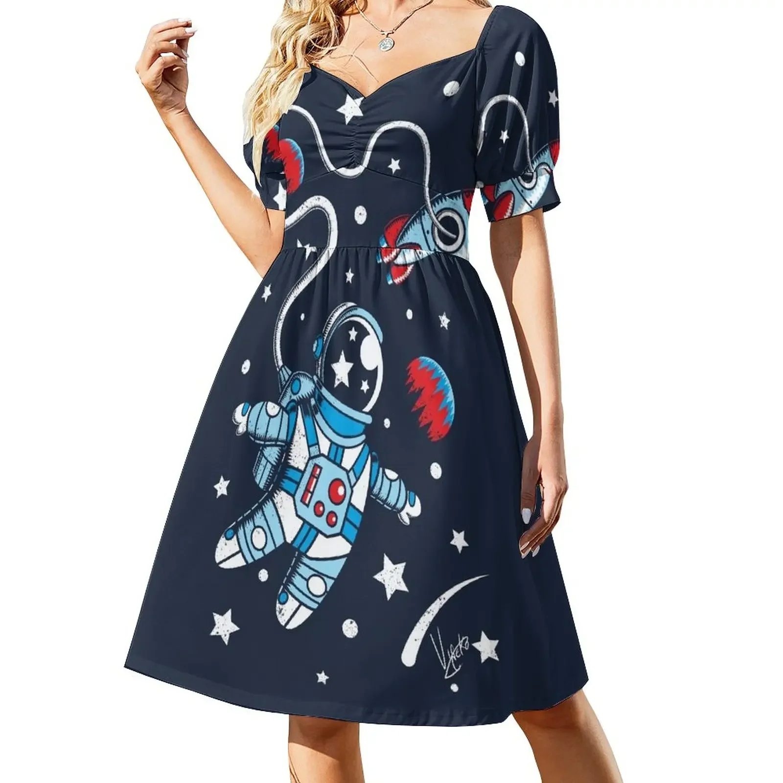 Space Walk Short-Sleeved Dress dresses for women dresses ladies 2025 summer