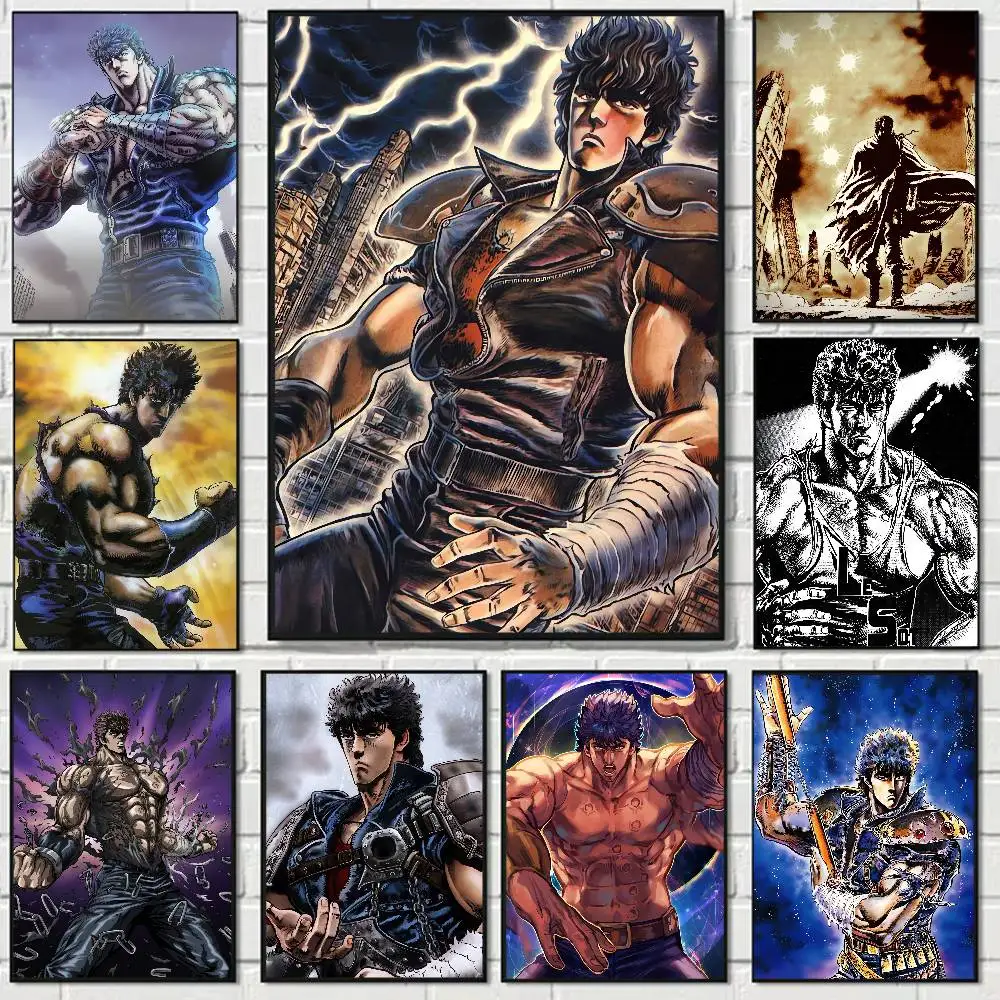 Anime Fist Of The North Star Anime-Poster Wasserdichter Wandaufkleber für Bar, Wohnzimmer, Vintage-Raumdekoration, Druckgeschenk