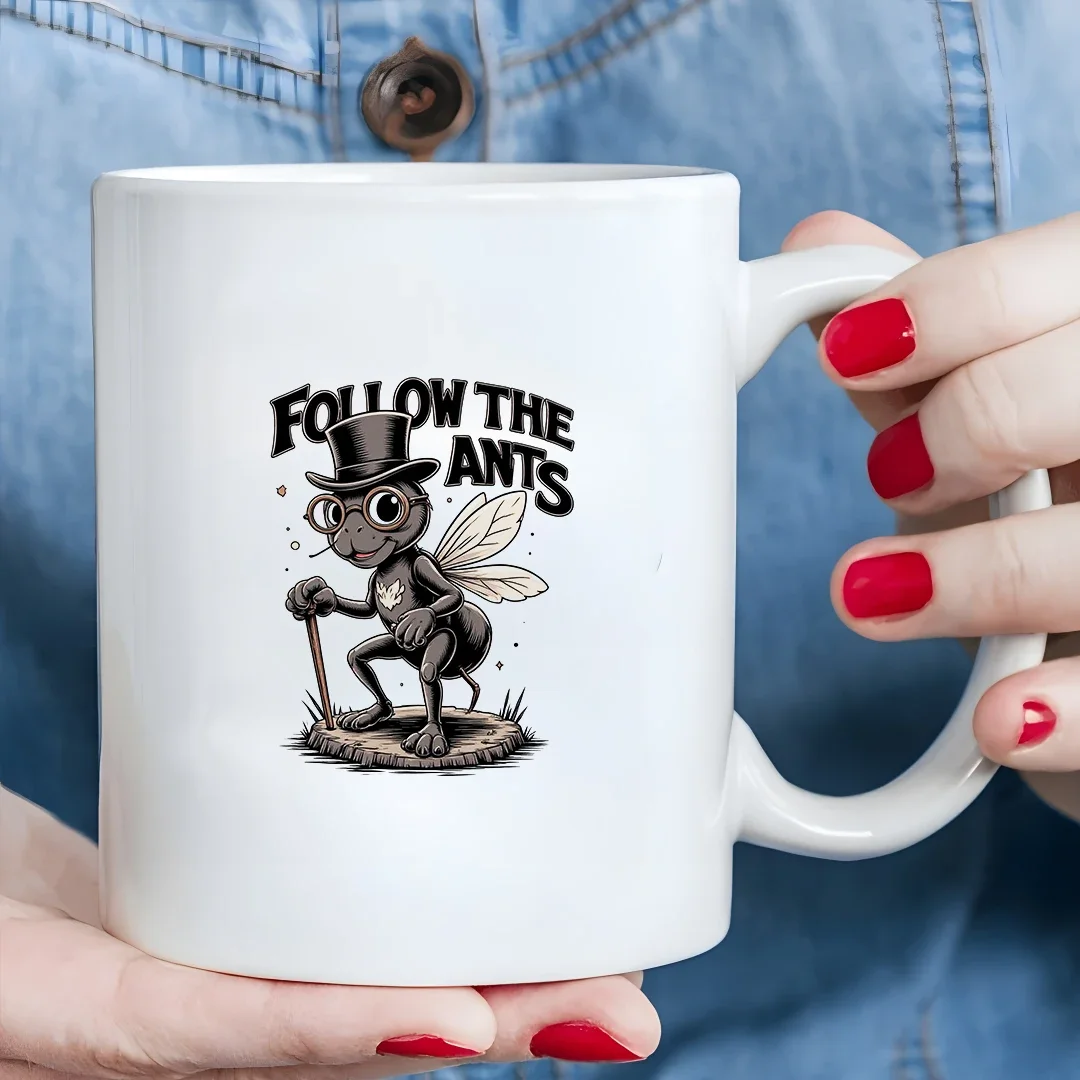 

11oz cartoon gentleman ant mug Home office hot and cold drink cup Christmas gift Home creative gift