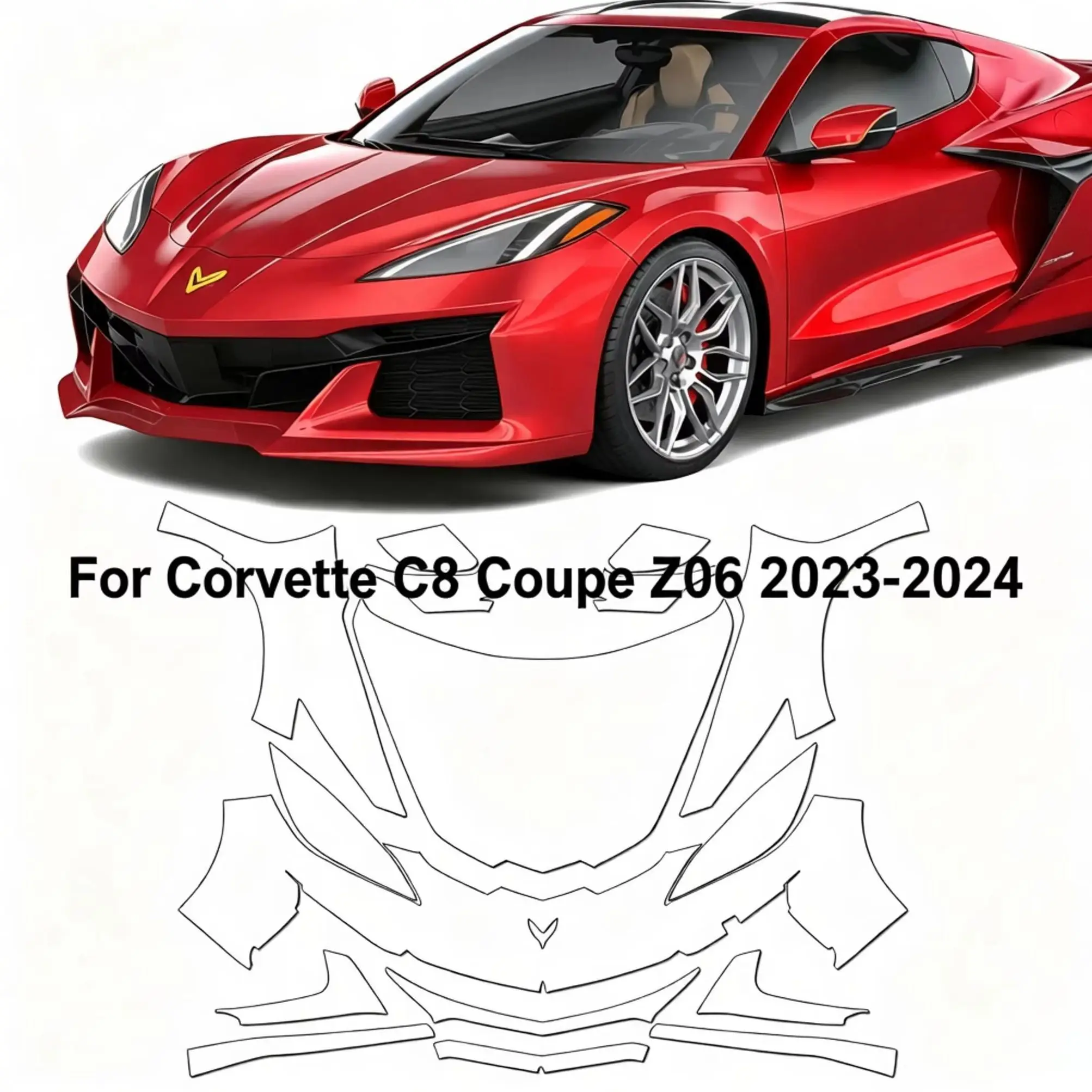 

8.5Mil Pre-cut PPF For Corvette C8 Coupe Z06 2023-2024 TPU Clear Paint Protection Film Scratch-Resistant Exterior Accessories