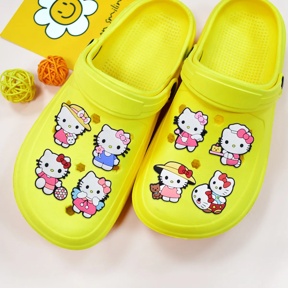 9PCS vacatio hello kitty Shoe Charm Mix Wholesale PVC Decoration beach bag Buckle Sandal Shoe Detachable Waterproof To Xmas Gift