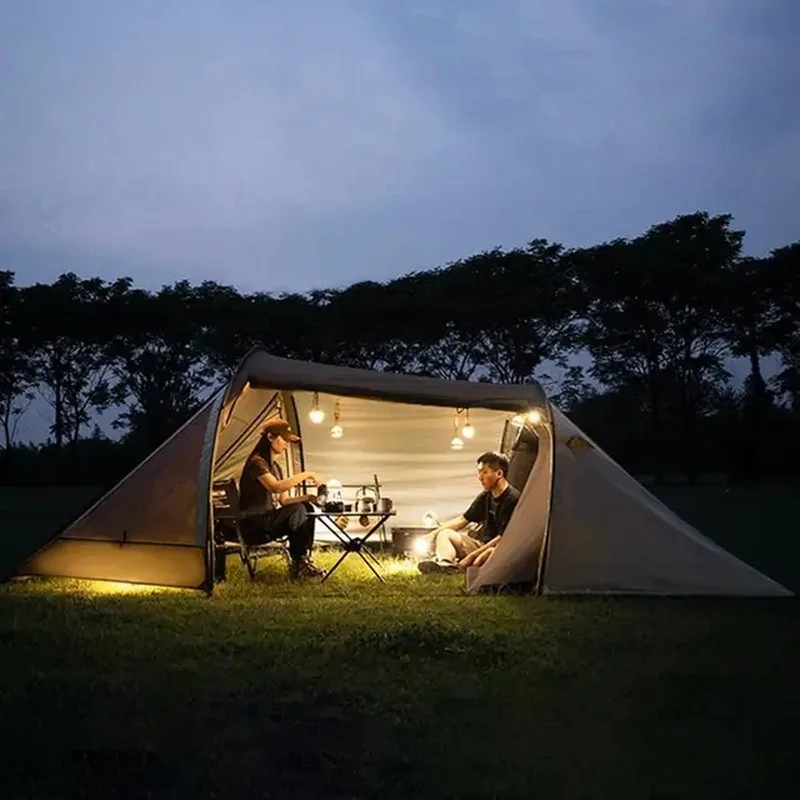 

Outdoor Camping Tourist 2-4Persons Large Space Tunnel Tent 1hall 1sleeping Room Anti-storm Sunscreen Family Travel Car Rear Tarp