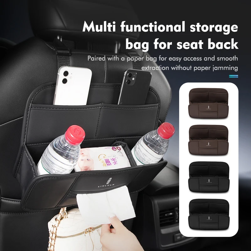 

For Lincoln Car Seat Trunk Storage Bag Seat Back Organizer Mesh Pocket Navigator MKZ MKX MKC MKT Continental Nautilus