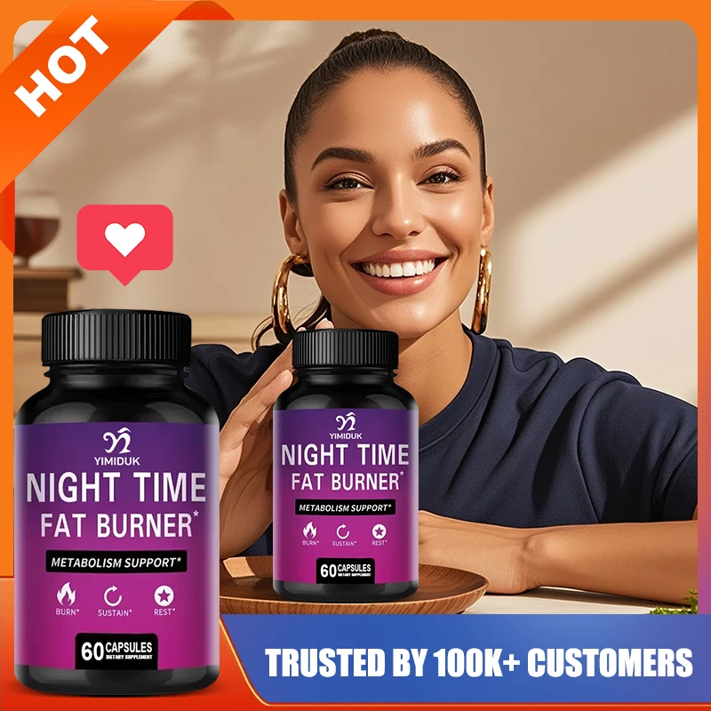 

Night Time Fat Burner Capsules, with Melatonin, Appetite Suppressant for Weight Loss, Sleep, Metabolism, 120 Capsules
