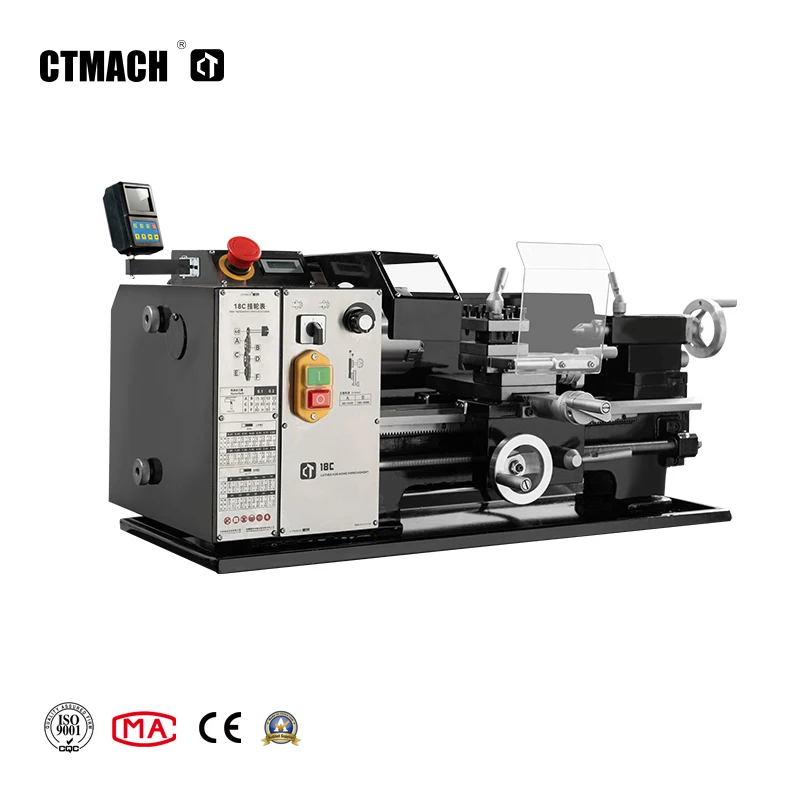 18C Mini Metal Lathe Machine with 2 Axis Digital Readout Small Manual Lathe Machine School Training