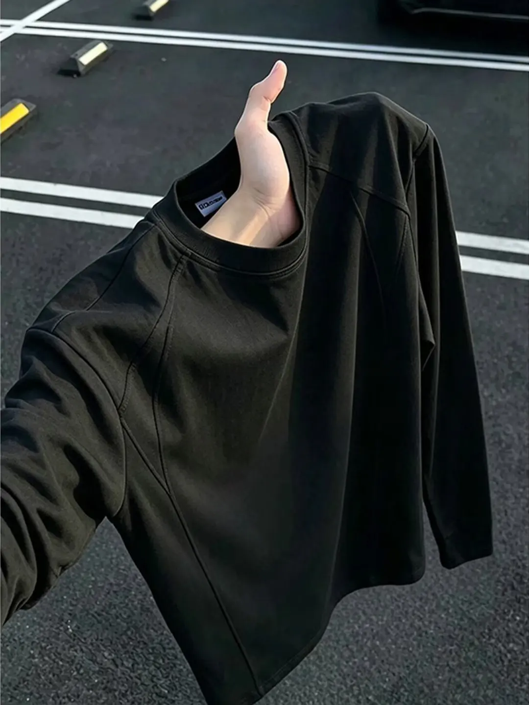 American Style Streetwear Long Sleeve T-Shirt Unisex Cotton round Neck Sweatshirt Base Layer Shirt Fall Season Mamba Cotton