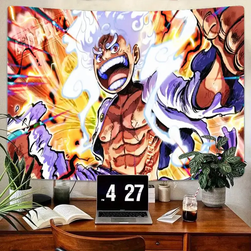 

1 шт., гобелен с мускулистым персонажем аниме с крутящей энергией, яркие настенные рисунки для декора спальни, гостиной, динамическая поза нападения