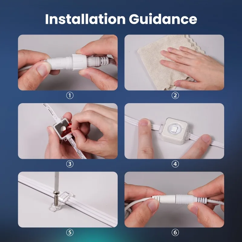 LED Smart Eave Light String 150FT 90LED RGB Color Changing Outdoor Decor with Remote Control Halloween Holiday Ambient Lighting