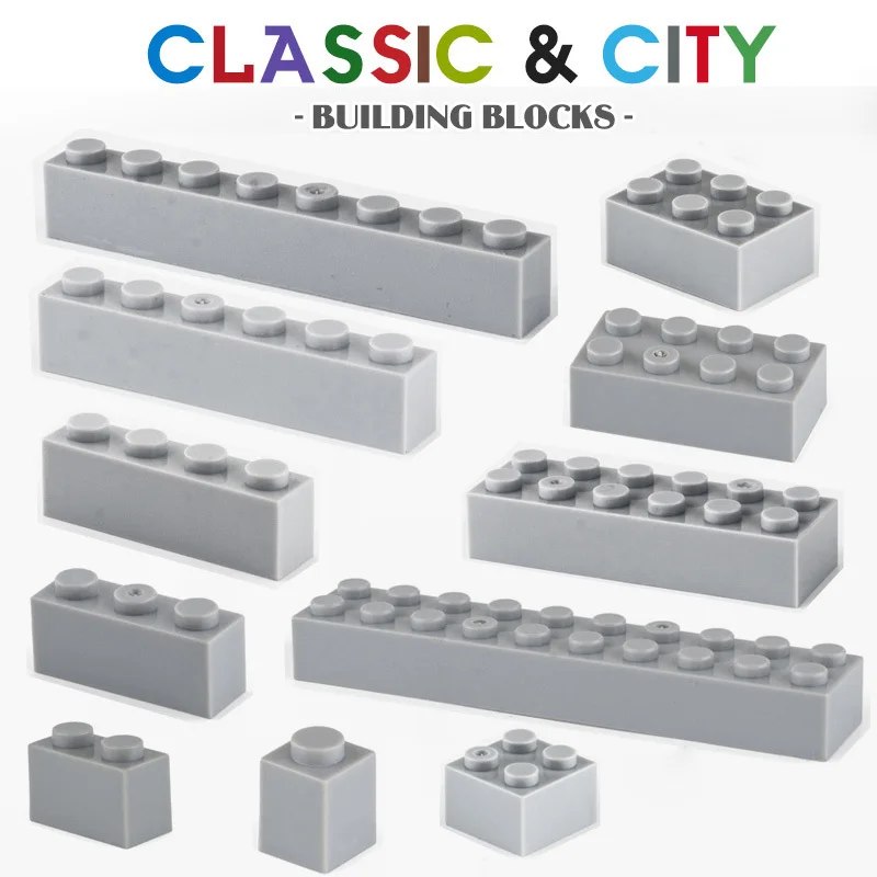 

NEW Light Grey Brick Bulk Building 2X2 2X10 8X8 Hole Basic Accessories Education Creativity Compatible Brand Building Block Toys