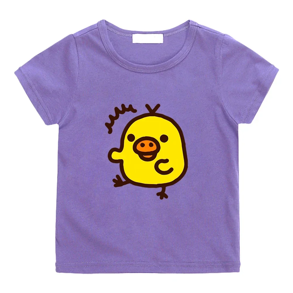 Kiiroitori Yellow Chick Kawaii Print T-shirt for Children Boys and Girls 100% Cotton Tee-shirt Casual Short Sleeve Summer Tshirt