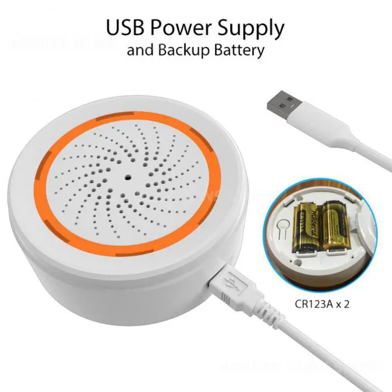 Sensor cahaya suara 90db Alarm sirene bawaan 40m sirene Usb 2 in 1 Sensor Smart Home Tuya Sensor cerdas