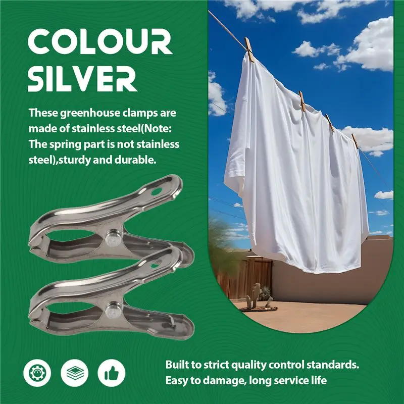 AS63-60 PCS Garden Clips,Greenhouse Clamps Made Of Stainless Steel For Netting,Garden Hoops Or Greenhouse Hoops