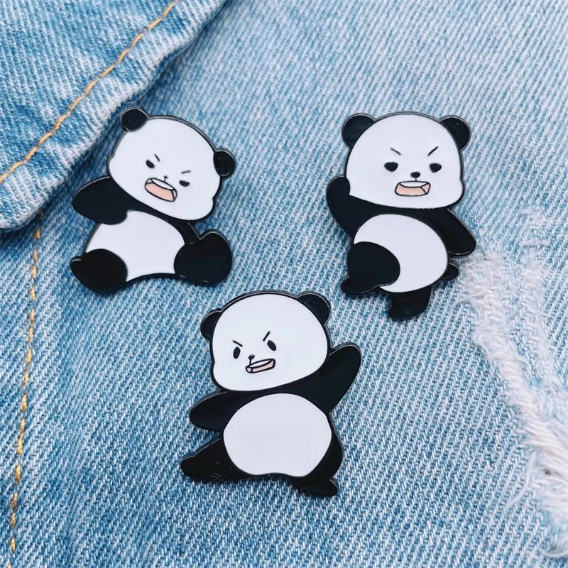 Cartoon Cute Animal Panda Enamel Pins Chain Pendant Panda Milk Tea Books Bamboo Alloy Brooch Badge Sweet Woman Jewelry Gift