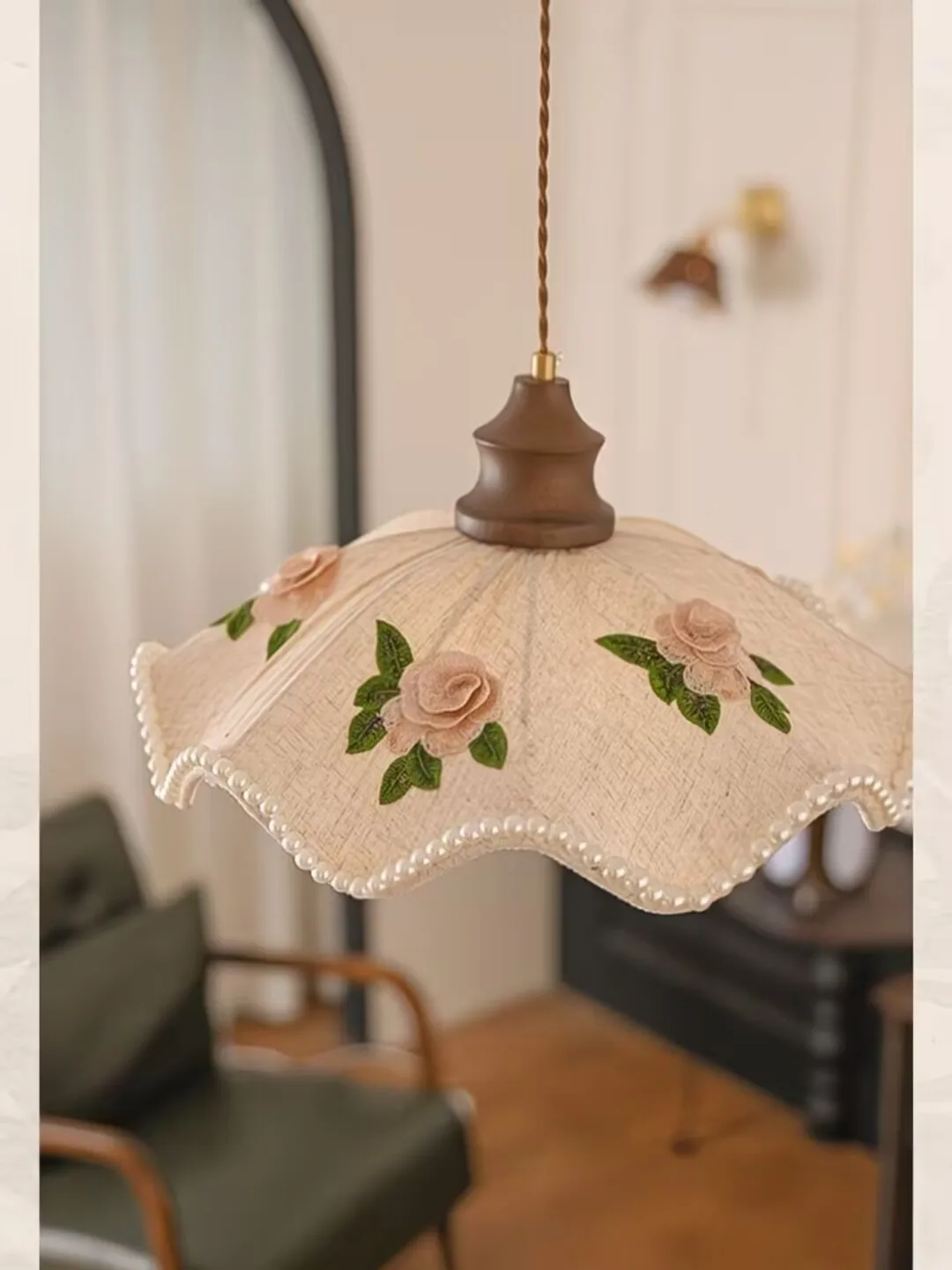 Medieval style fabric ceiling lamp, entrance hallway lamp, vintage pattern ceiling lamp, dining room ceiling lamp