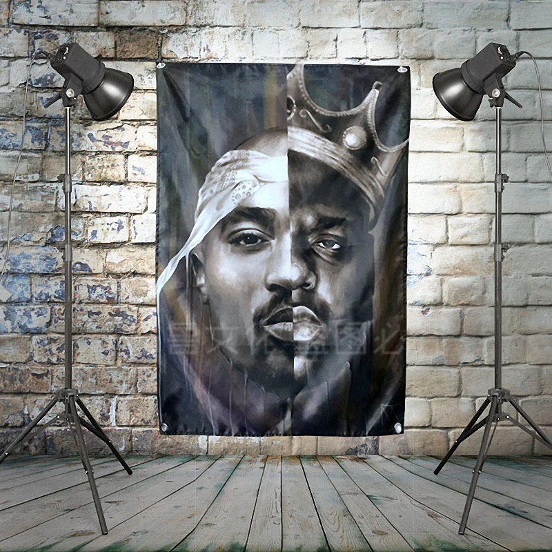 

The Notorious B.I.G 2PAC Heavy Metal Band Poster Music Banner Background Wall Flag Decor Vintage Creative Cloth Art Painting