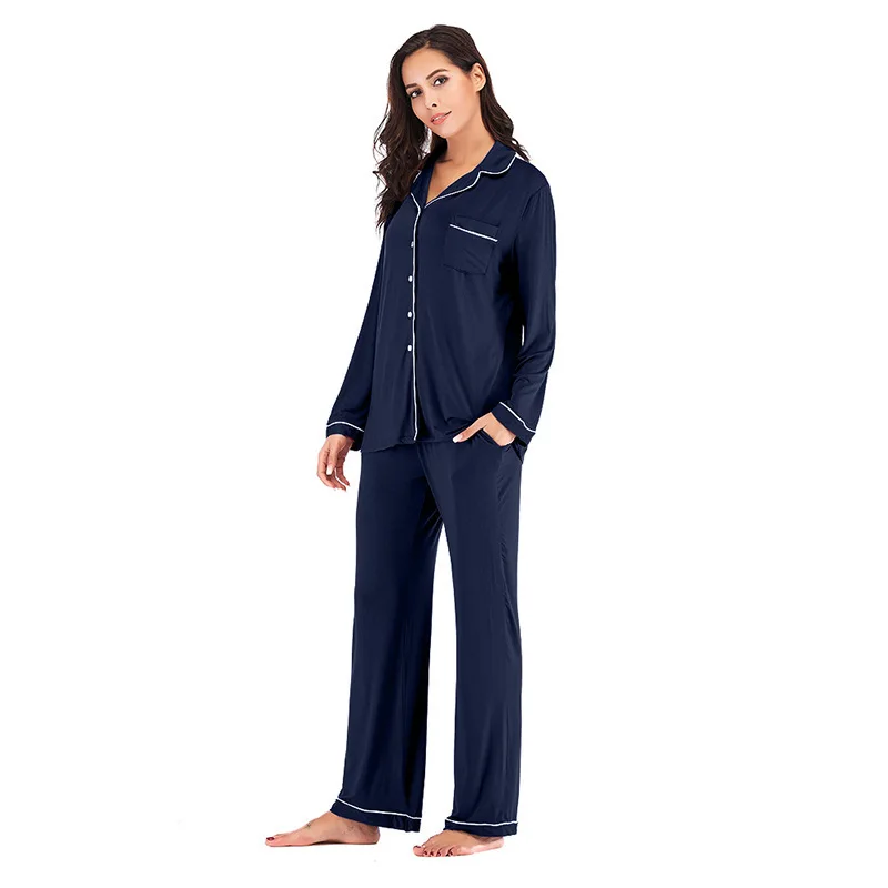 Cross-border, new popular European, American spring, autumn and winter new pajamas cotton women's loungewear set