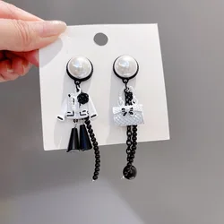 Korean Trendy  Pearl Bag Flower  Statement Drop Earrings  Dangles Jewelry Wholesale for Women
