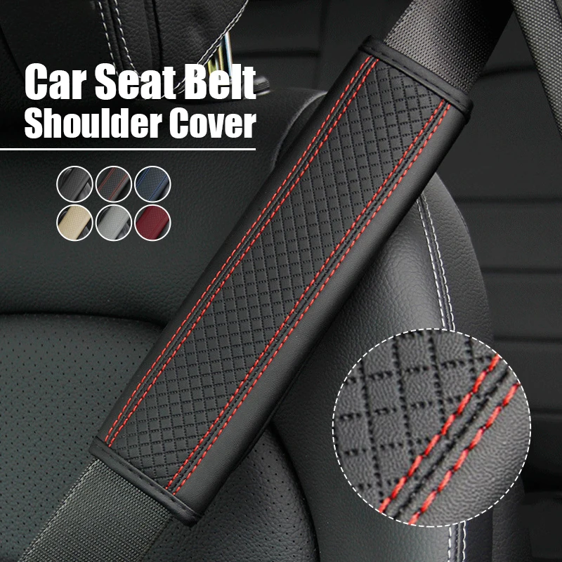 

Universal Car Accessories Embossed PU Leather Safety Belt Shoulder Cover Breathable Seat Belt Pillow Protective Padding Pad