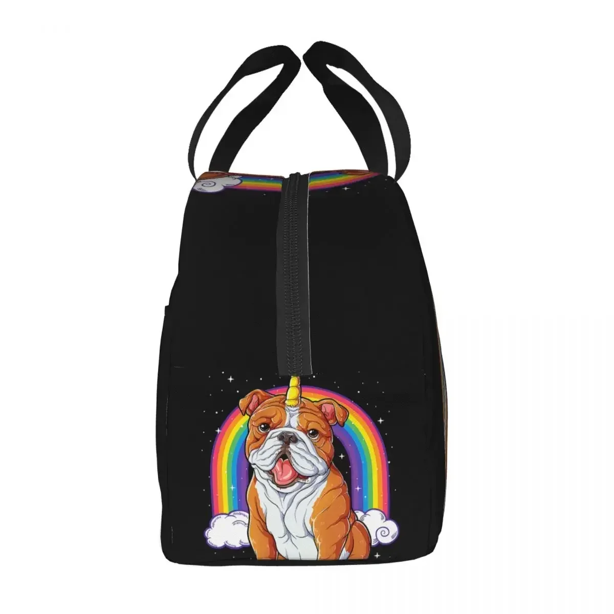 English Bulldog Unicorn Lunch Bag for Women Resuable Insulated Thermal Cooler Bento Box Kids School Children Food Tote Bags