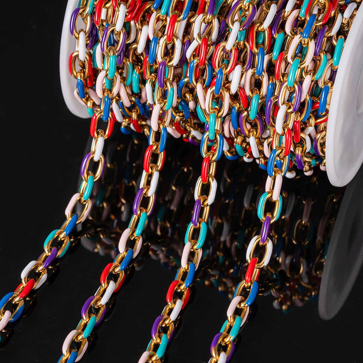 0.5m/1m Stainless Steel Enamel Chains Cable Link For DIY Necklace Bracelets Accessories Jewelry Making Supplies Findings Crafts