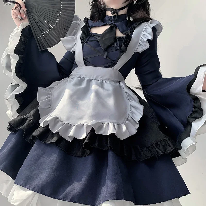 

2025 NEW Anime Cartoon Maid Women Japanese Lolita Cosplay Costume Animation Show Party Apron Maid Coffee Waitress Kawaii Uniform