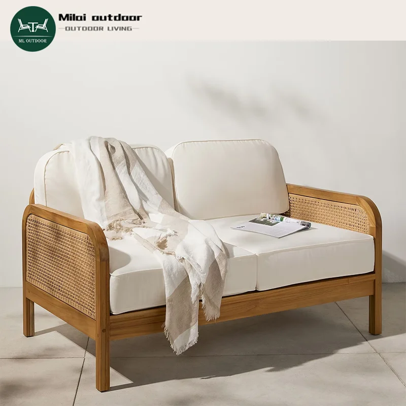 

Factory Direct Sales Hotel Swimming Pool Outdoor Terrace Garden Furniture Set Villa Courtyard Teak Weaving Vine Leisure Sofa