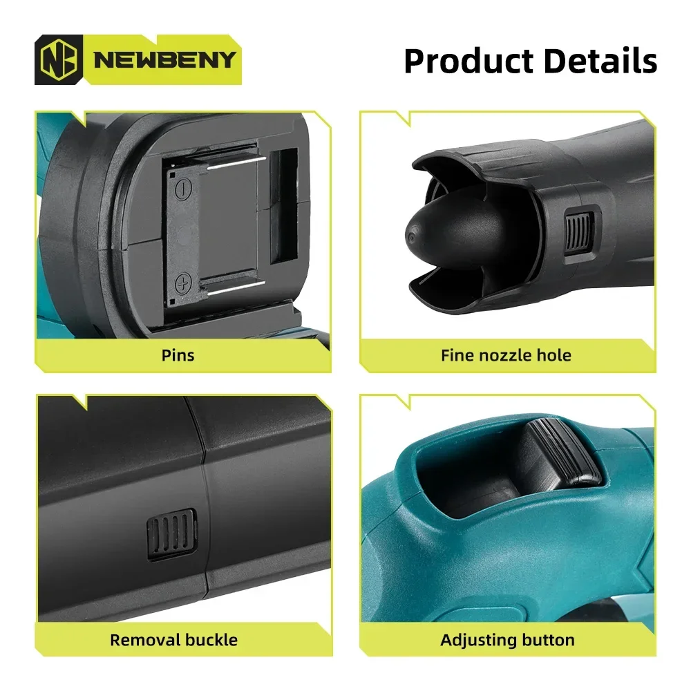 NEWBENY-Souffleur d\'air électrique sans fil pour Makita, vitesse efficace réglable, nettoyeur de poussière de cuir chevelu, outil de neige